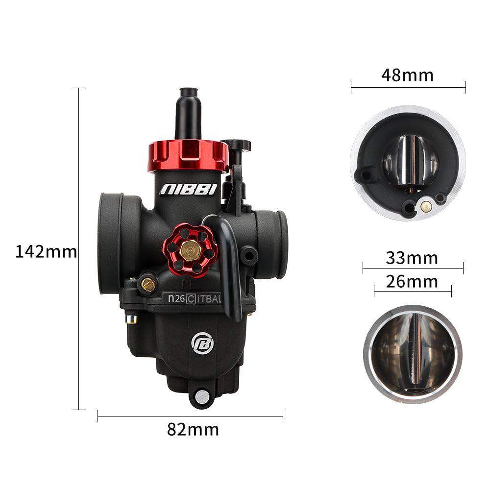 NIBBI PE 30mm Racing Carburetor Kit For 250CC-300CC Dirt Bike ATV – Zinc Alloy, Anodized Black/Red, Includes Jets & Manual, 1-Year Warranty, Open Box